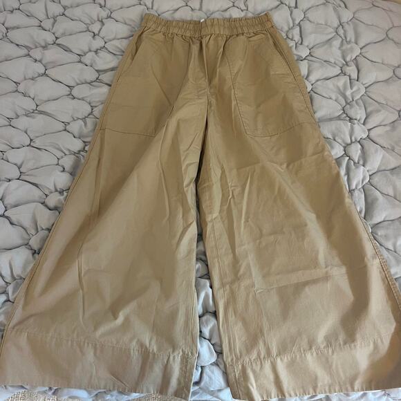 Banana Republic Wide Leg Pull On Cotton Poplin Ankle Pant. - Picture 1 of 3